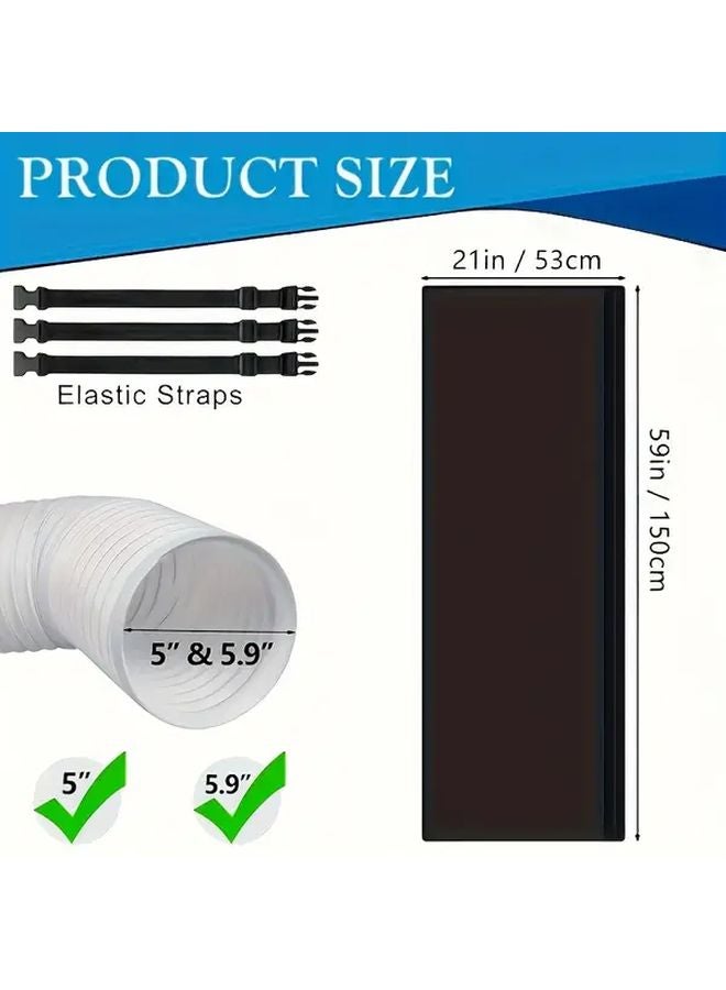 Gray Portable Air Conditioner Hose Insulation Sleeve For 5 Inch 5 9 Inch Exhaust Pipe With Adjustable Buckle Straps - Image 2